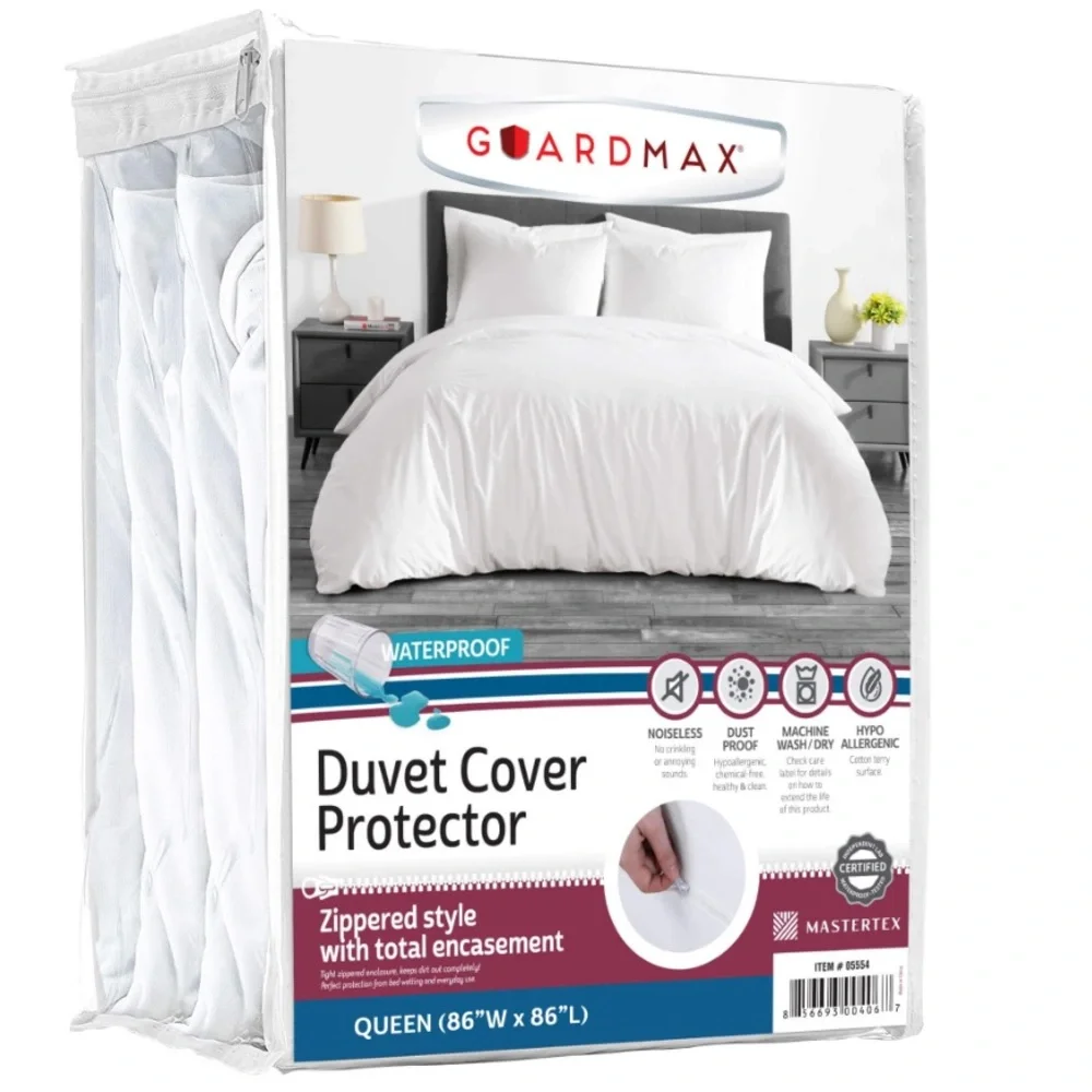 Waterproof Duvet Cover Protector-White-QUEEN SIZE
